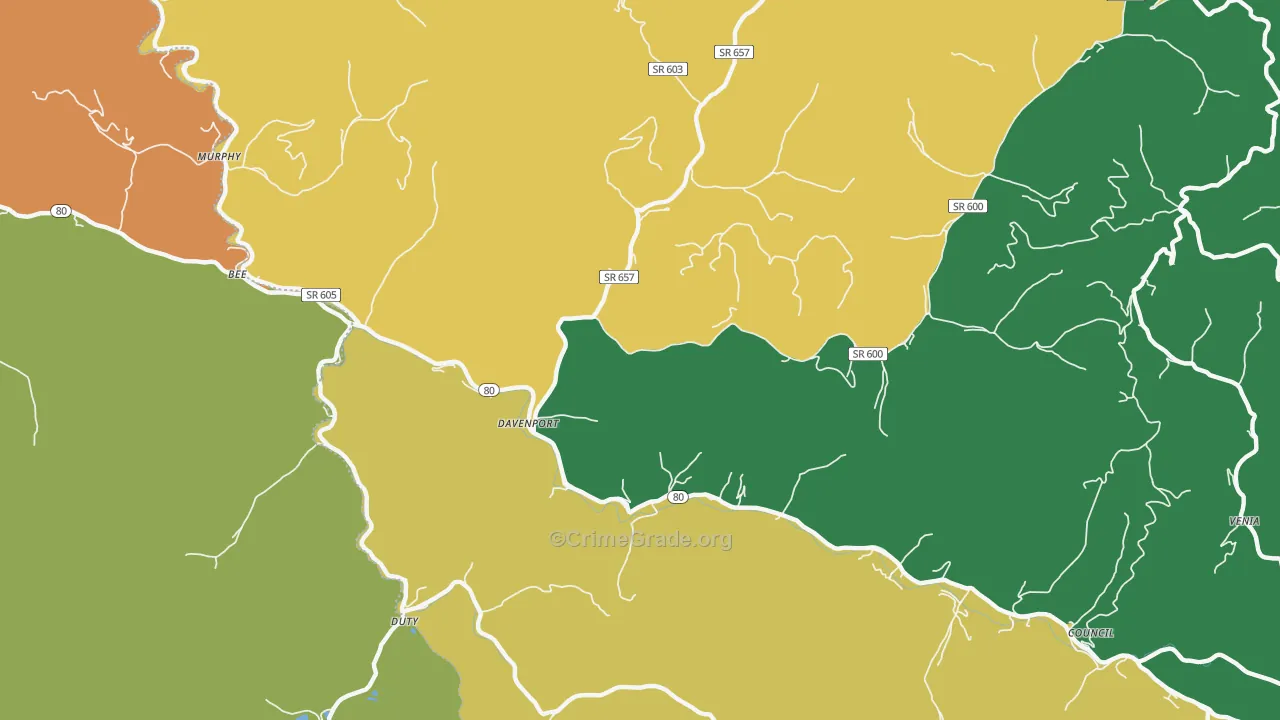 Davenport, VA Map of Theft Rates