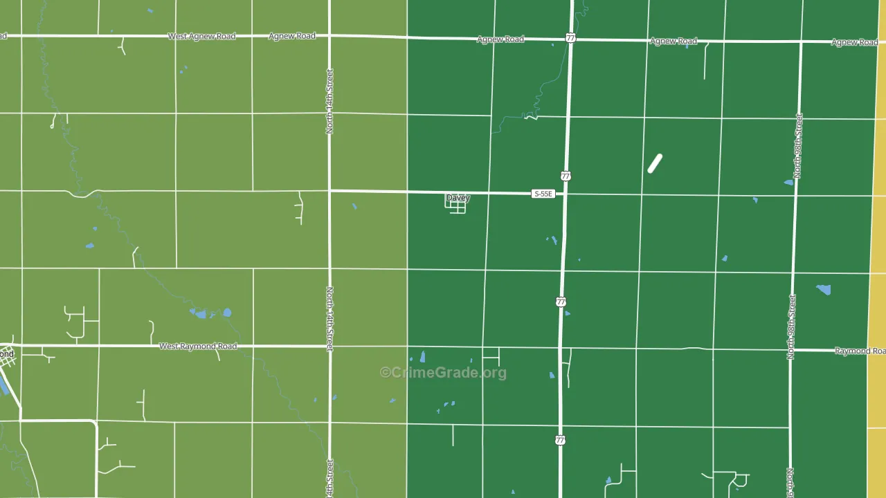 Davey, NE Map of Theft Rates