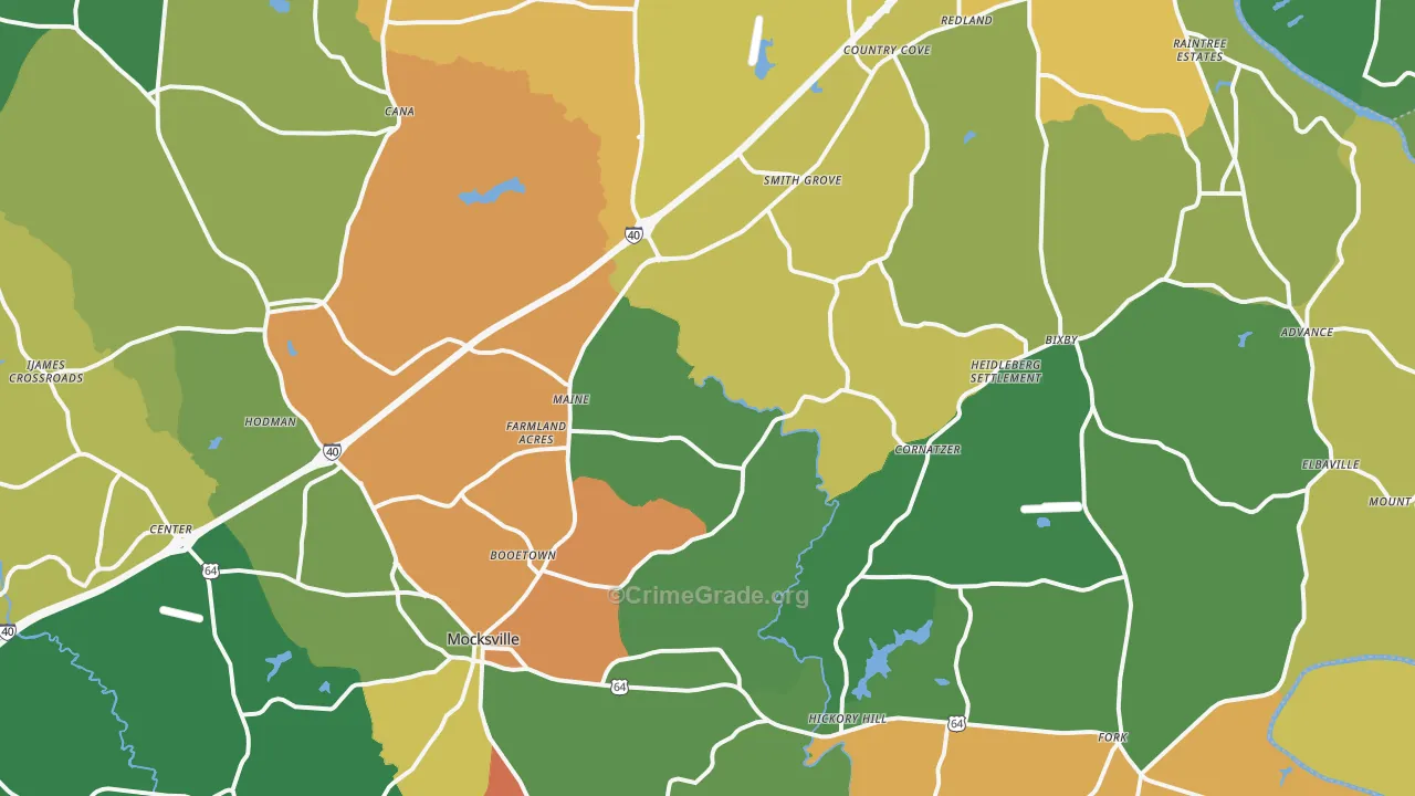 Davie County, NC Map of Theft Rates