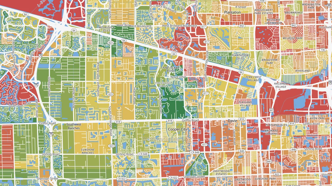 Davie, FL Map of Theft Rates
