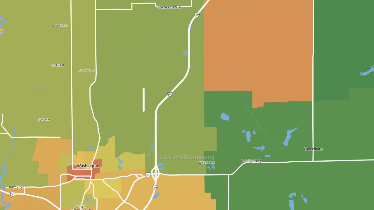 Daviess County, IN Map of Theft Rates
