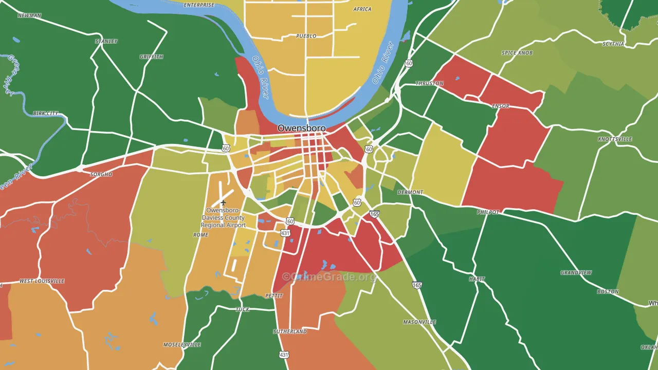 Daviess County, KY Map of Theft Rates