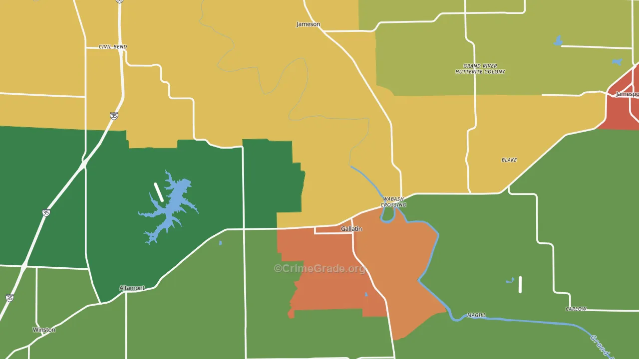 Daviess County, MO Map of Theft Rates
