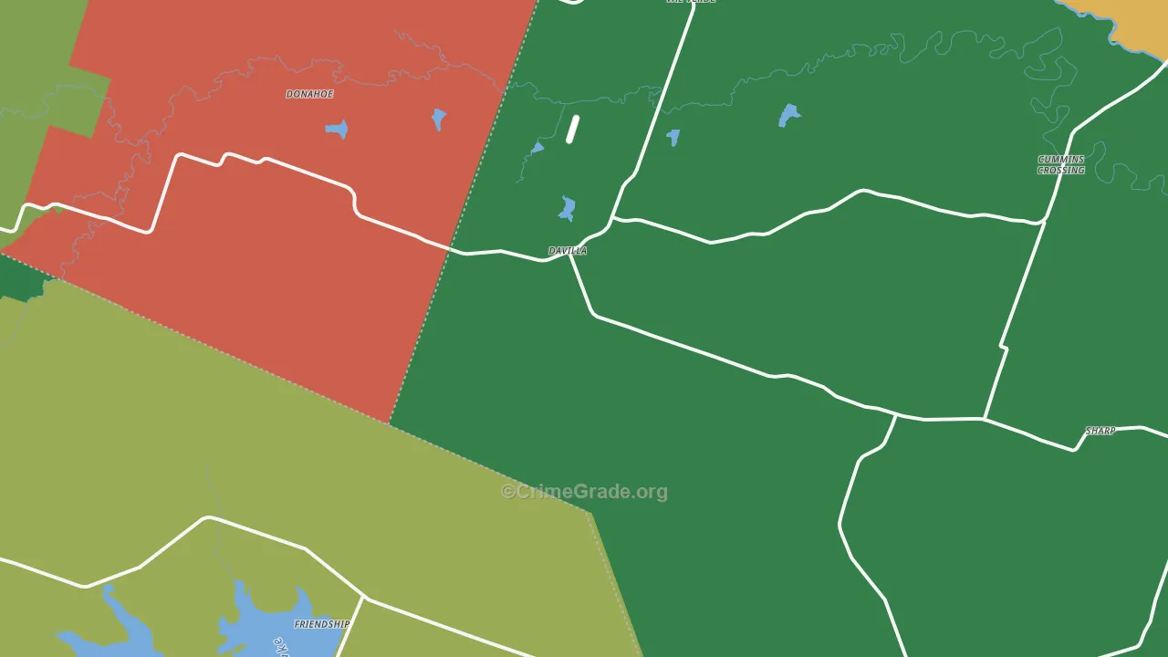 Davilla, TX Map of Theft Rates