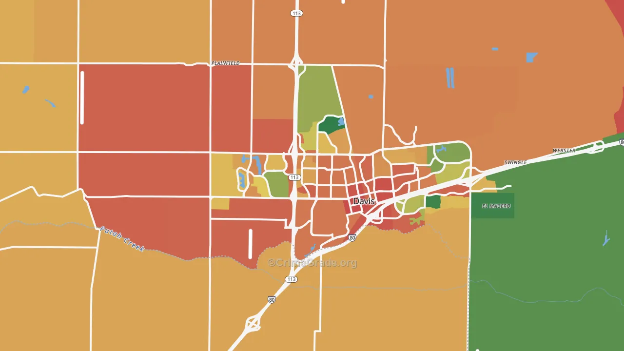 Davis, CA Map of Theft Rates