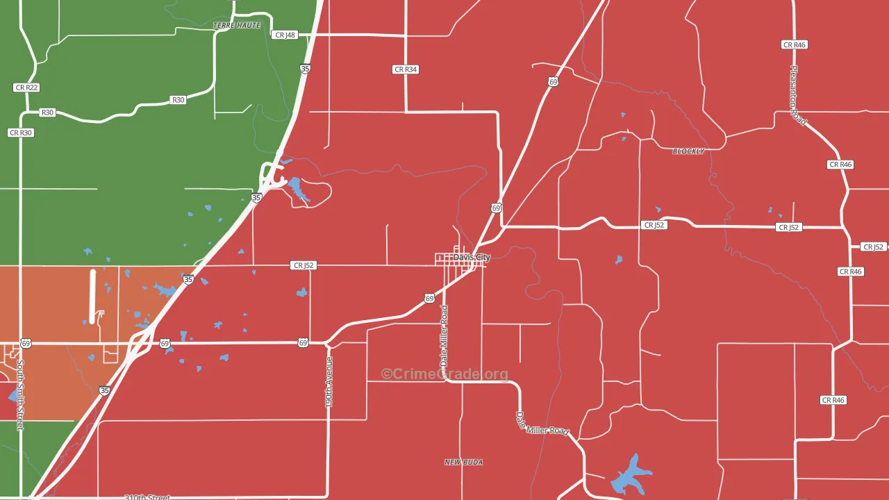 Davis City, IA Map of Theft Rates