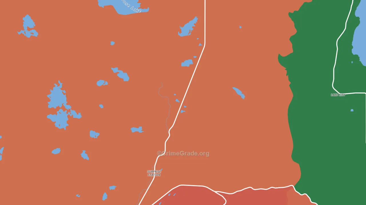 Davis Creek, CA Map of Theft Rates