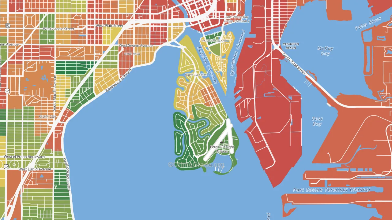 Davis Island, Tampa, FL Map of Theft Rates