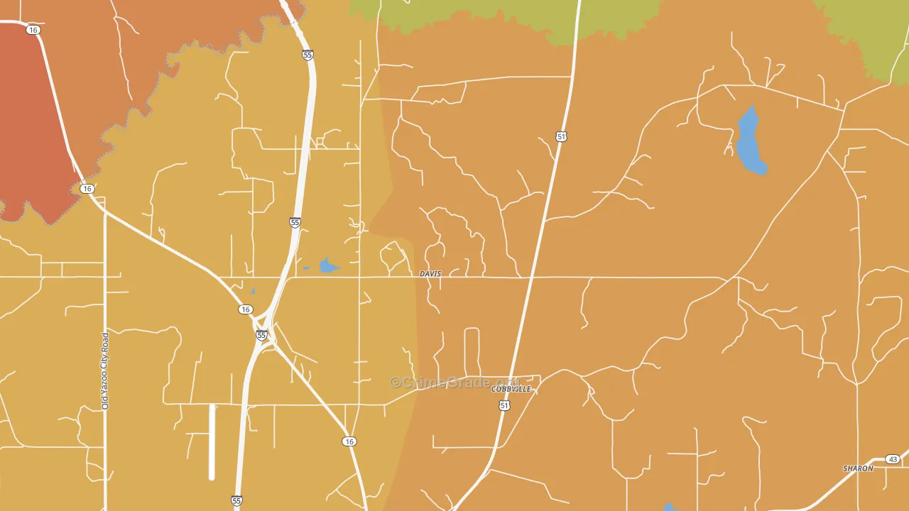 Davis, MS Map of Theft Rates