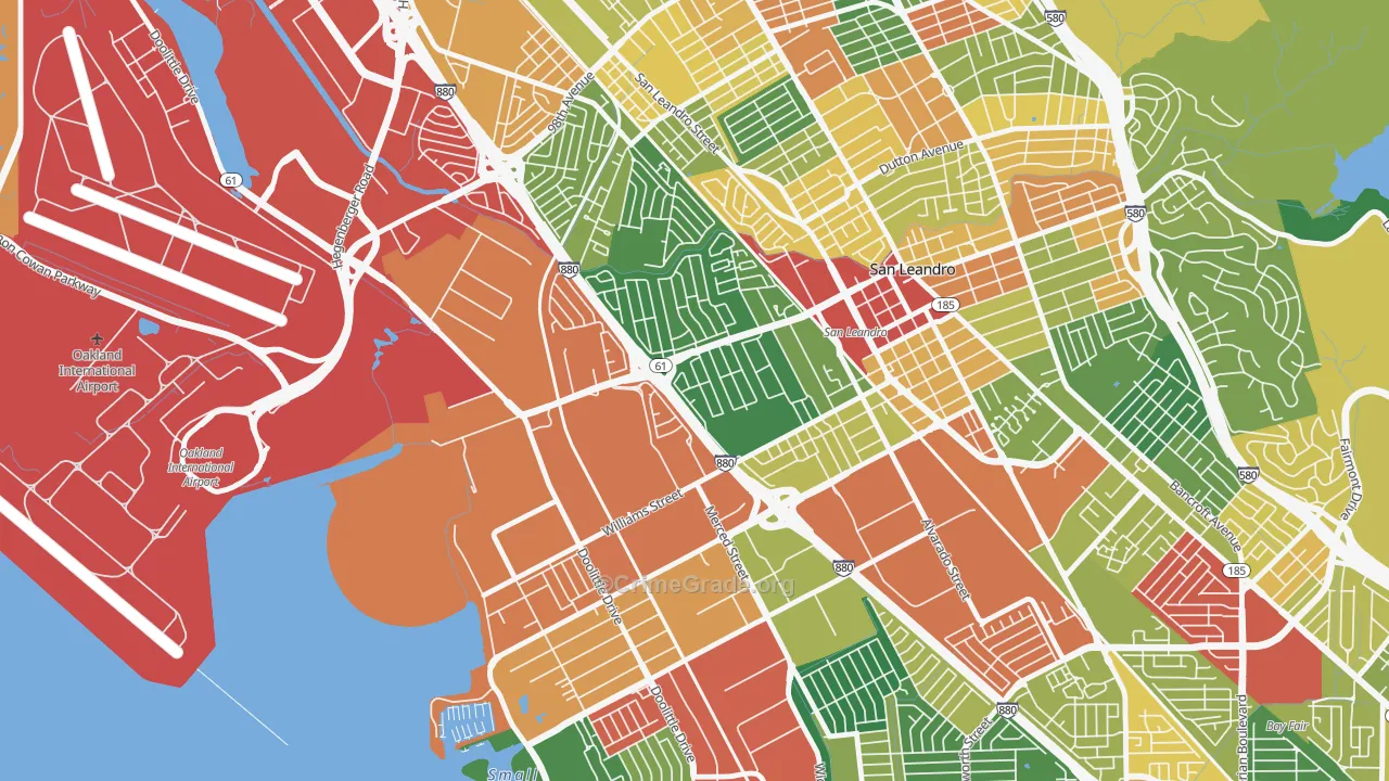 Davis Tract, San Leandro, CA Map of Theft Rates