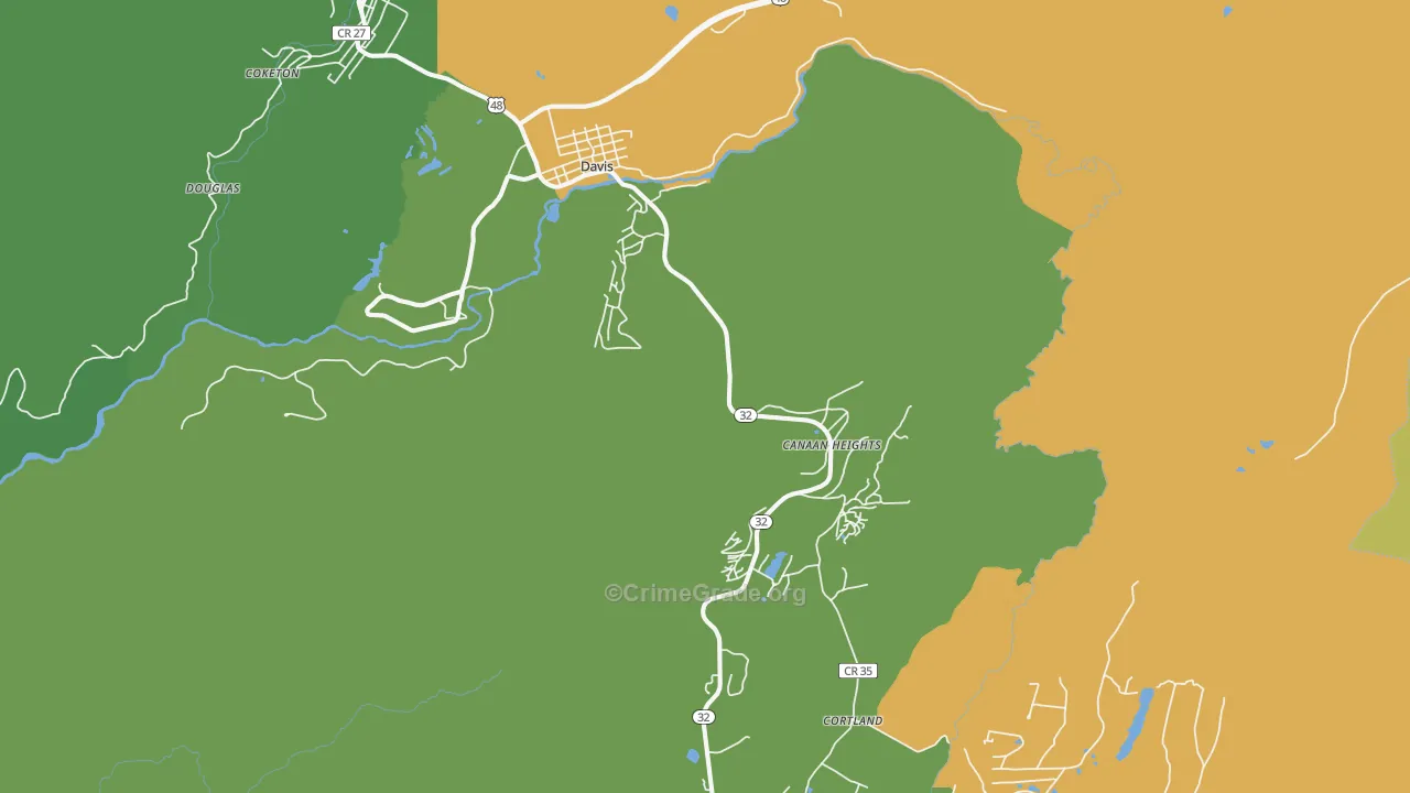 Davis, WV Map of Theft Rates