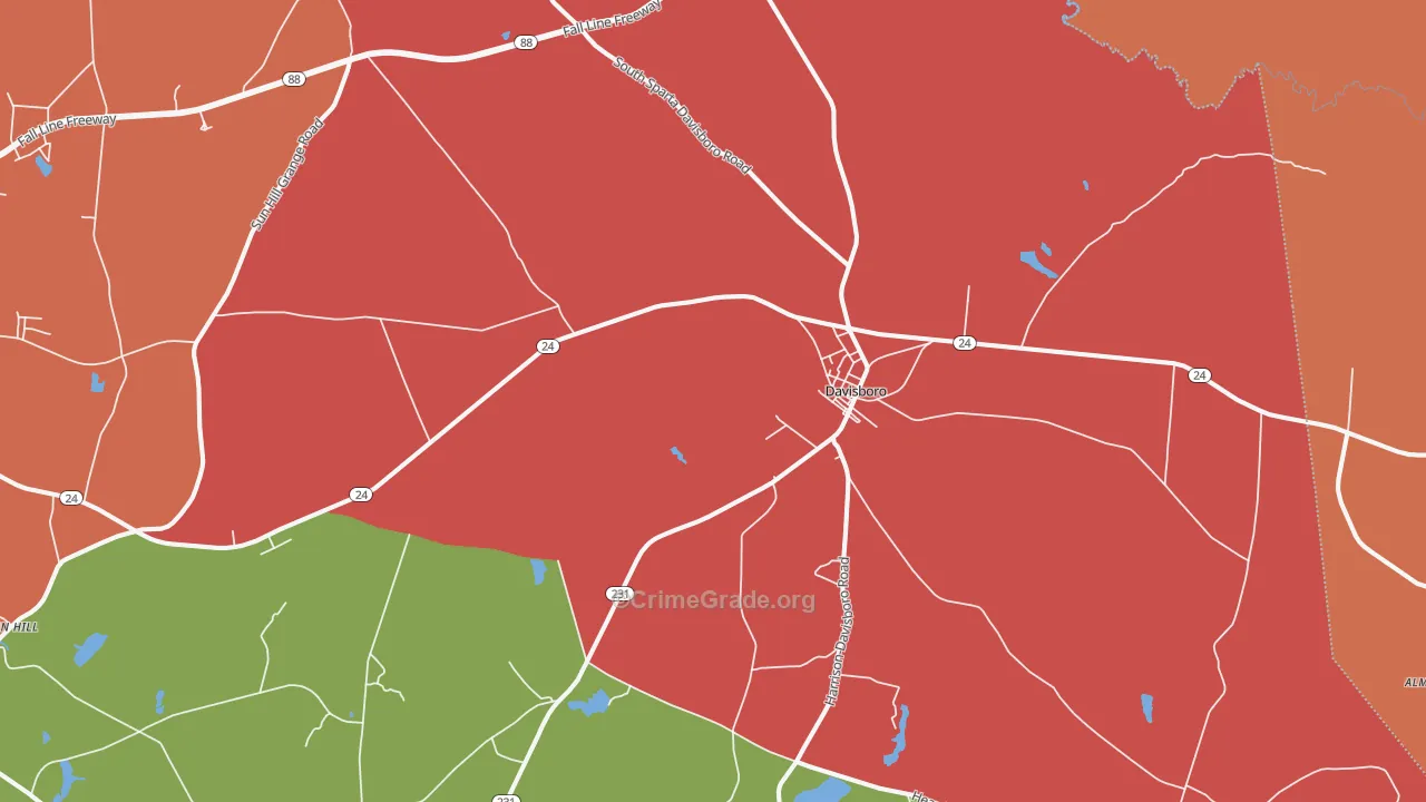 Davisboro, GA Map of Theft Rates