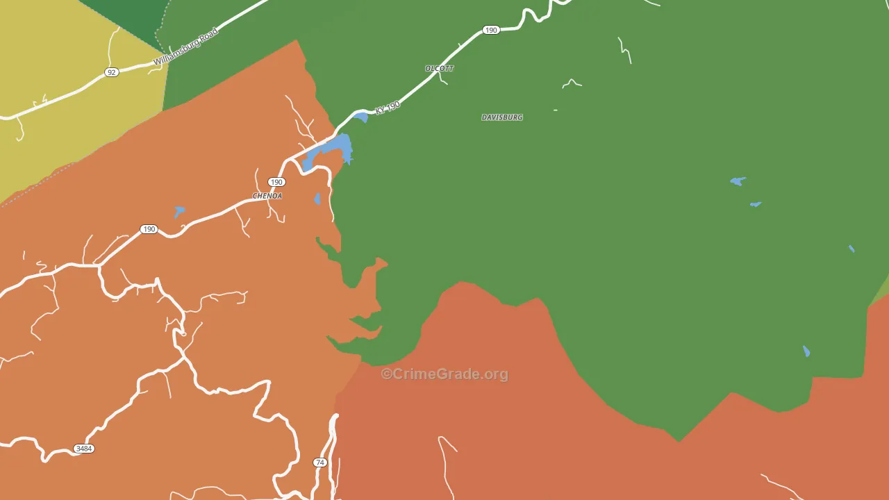 Davisburg, KY Map of Theft Rates