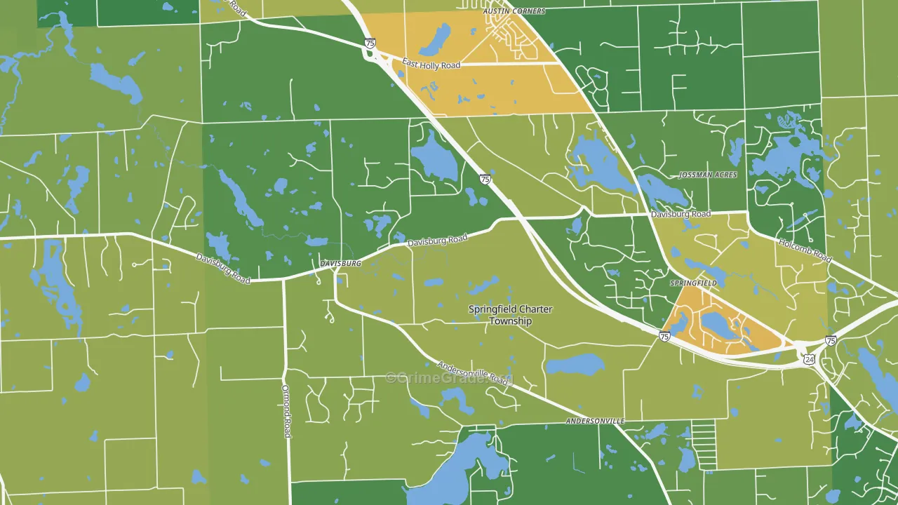 Davisburg, MI Map of Theft Rates