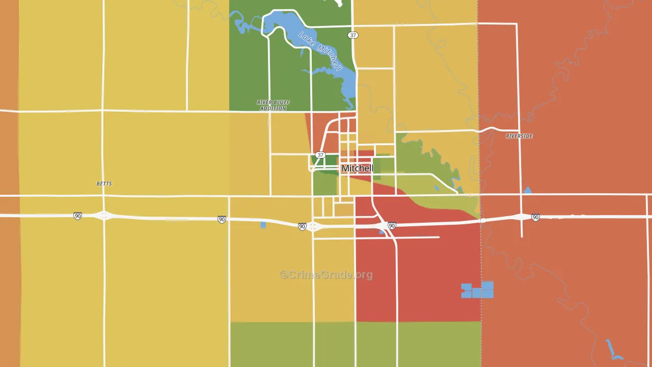 Davison County, SD Map of Theft Rates