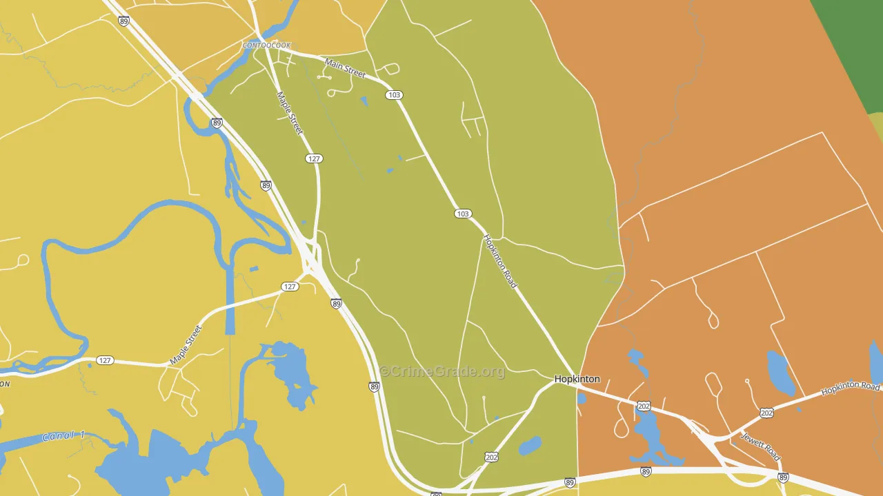 Davisville, NH Map of Theft Rates