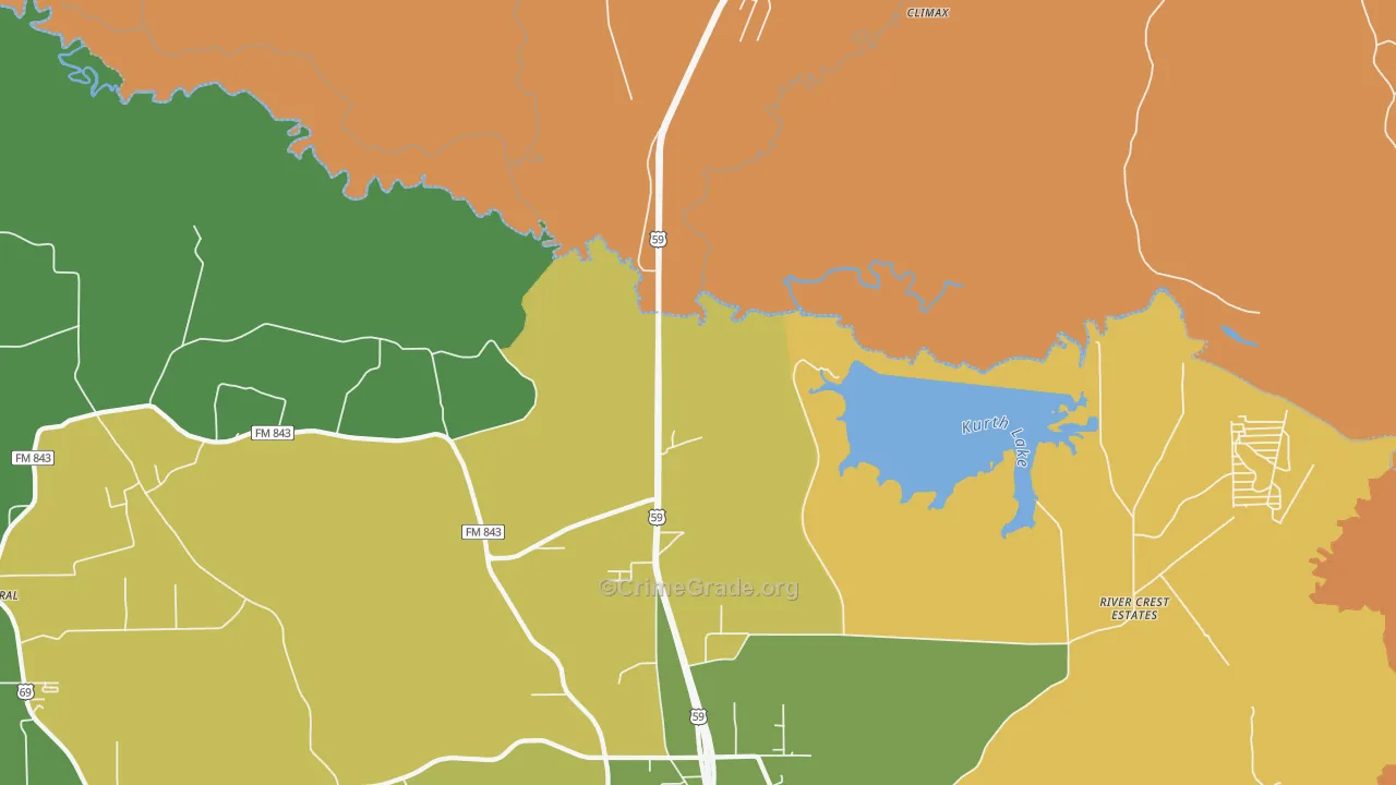 Davisville, TX Map of Theft Rates