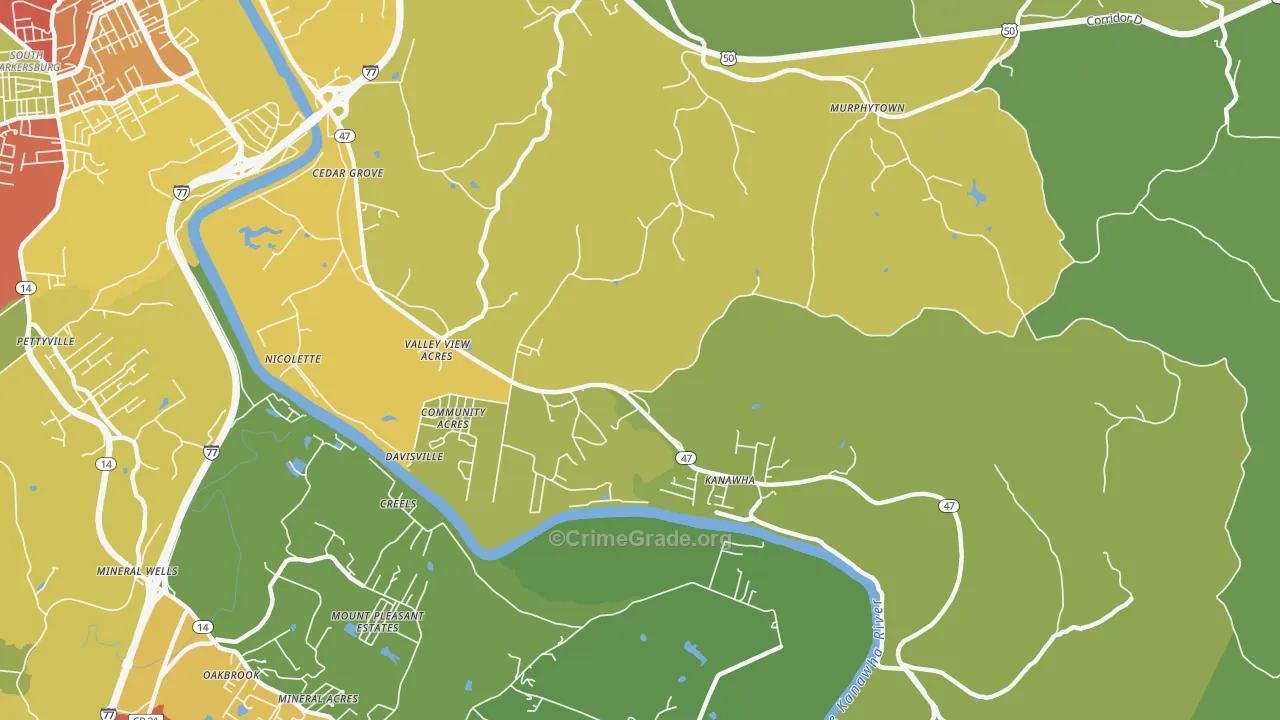 Davisville, WV Map of Theft Rates