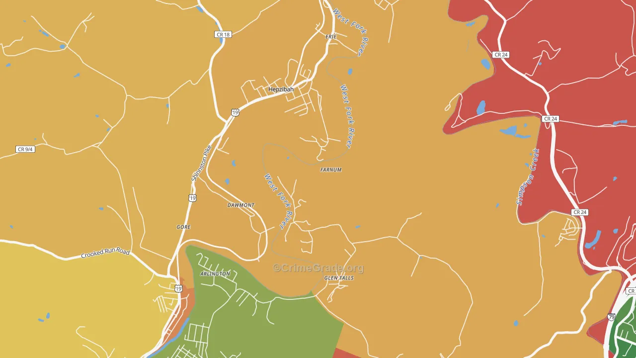 Dawmont, WV Map of Theft Rates