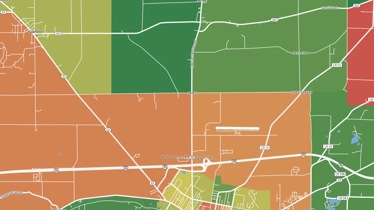Daws, NY Map of Theft Rates