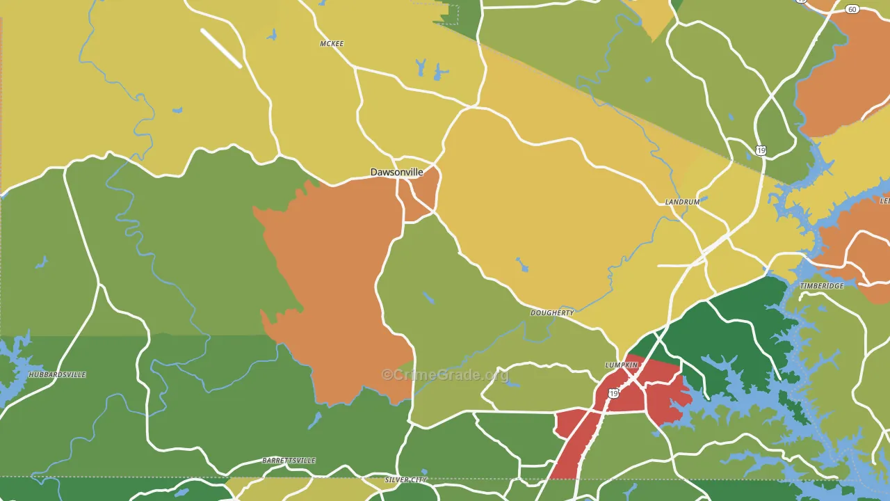 Dawson County, GA Map of Theft Rates