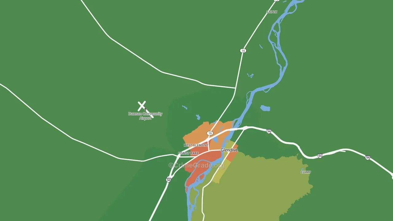 Dawson County, MT Map of Theft Rates