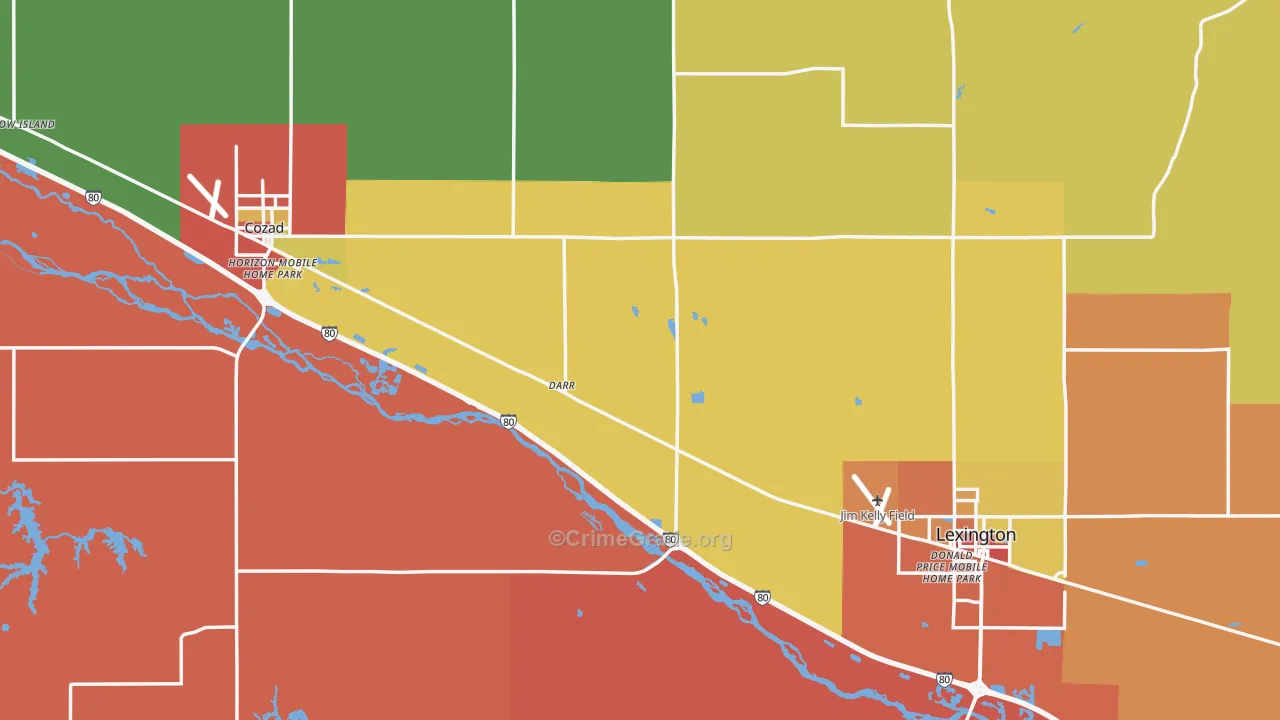 Dawson County, NE Map of Theft Rates