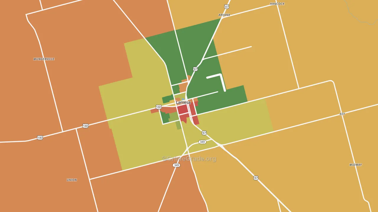 Dawson County, TX Map of Theft Rates