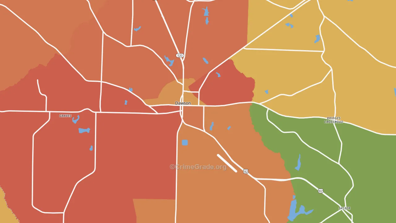 Dawson, GA Map of Theft Rates