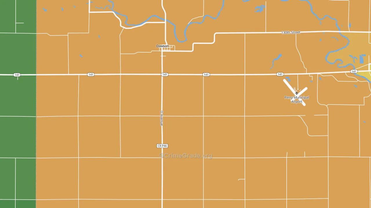 Dawson, IA Map of Theft Rates