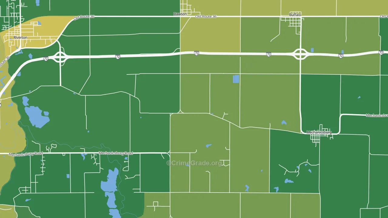Dawson, IL Map of Theft Rates