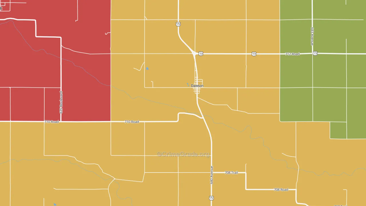 Dawson, NE Map of Theft Rates