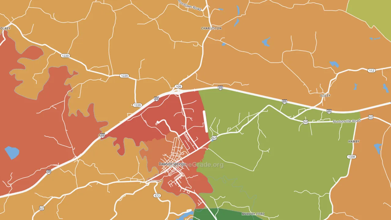 Dawson Springs, KY Map of Theft Rates