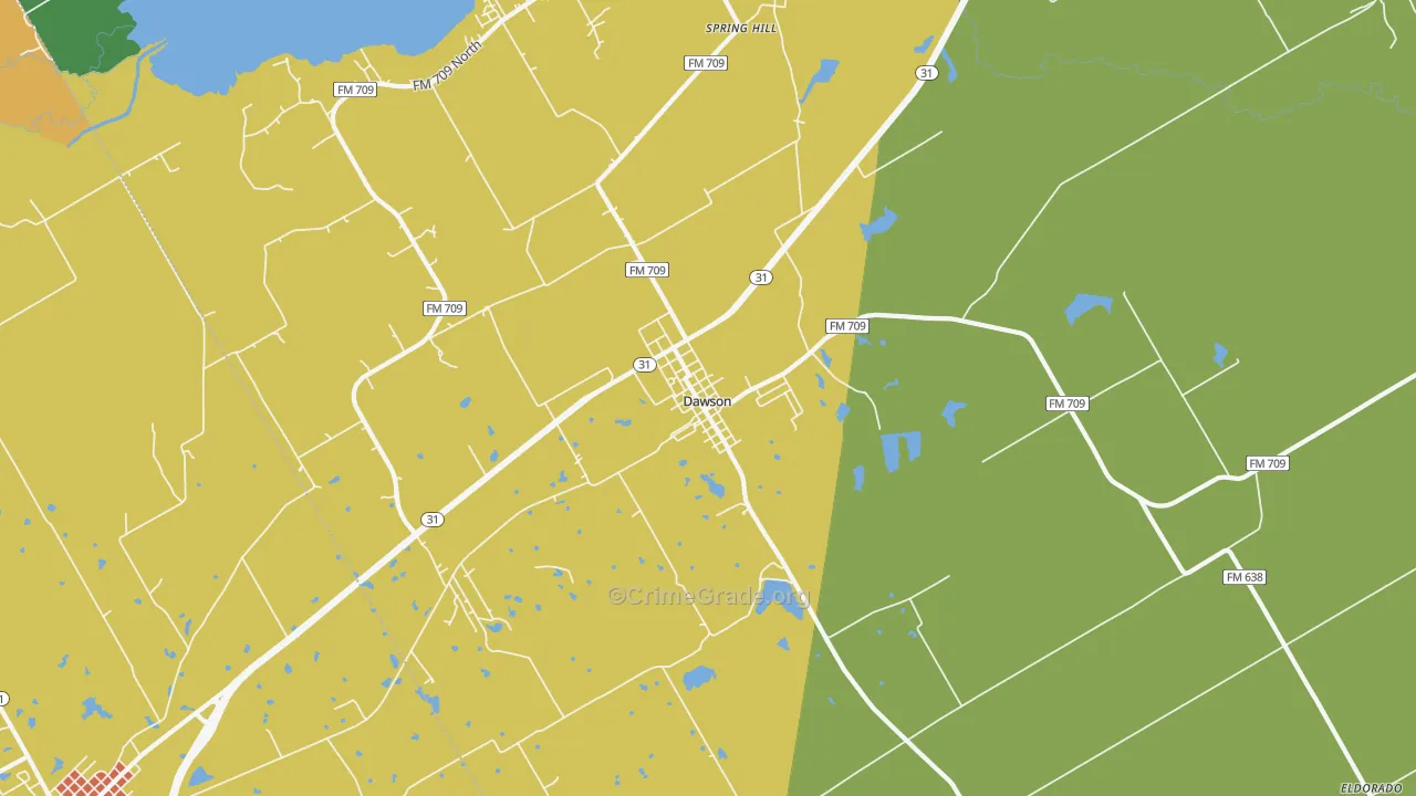 Dawson, TX Map of Theft Rates