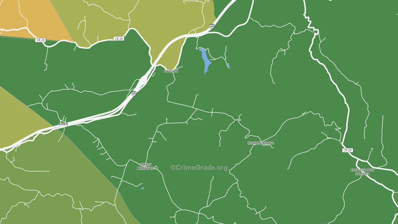 Dawson, WV Map of Theft Rates