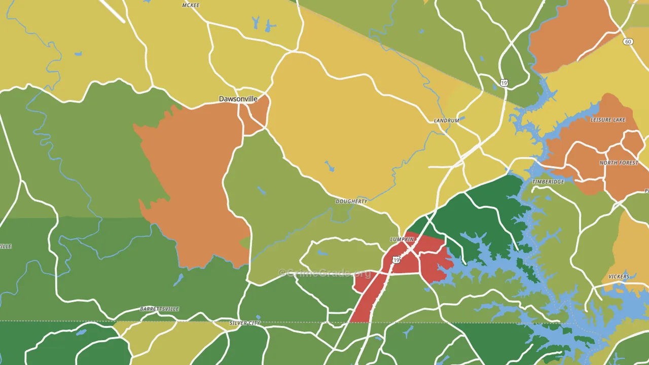 Dawsonville, GA Map of Theft Rates