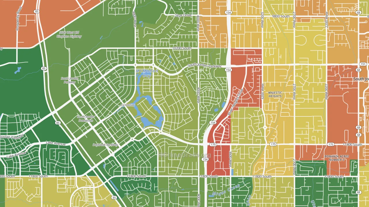 Daybreak, South Jordan, UT Map of Theft Rates