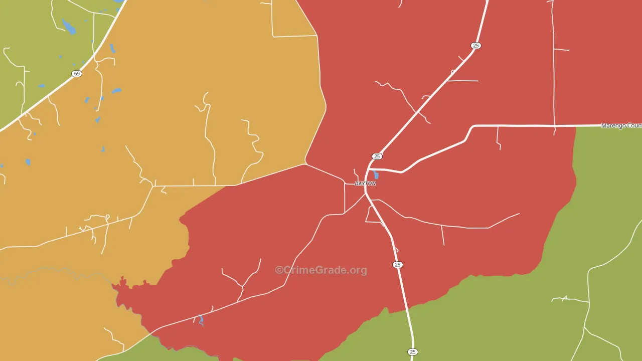 Dayton, AL Map of Theft Rates