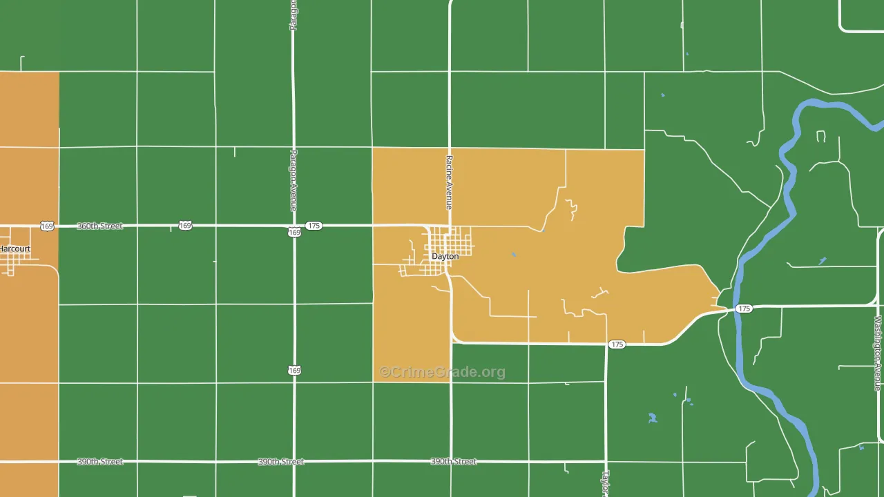 Dayton, IA Map of Theft Rates