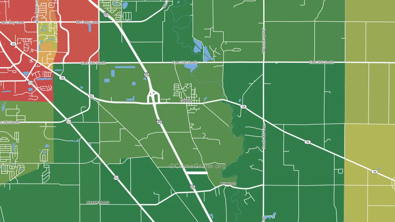 Dayton, IN Map of Theft Rates