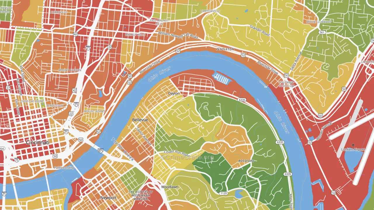Dayton, KY Map of Theft Rates
