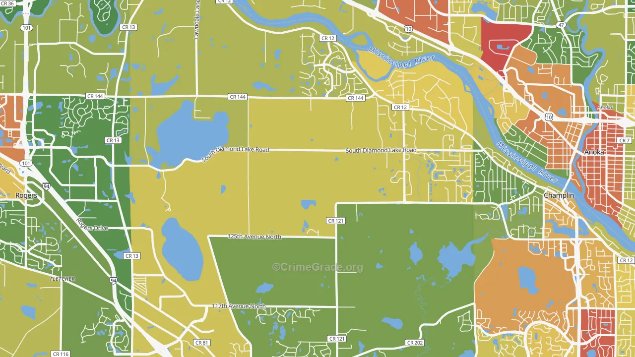 Dayton, MN Map of Theft Rates