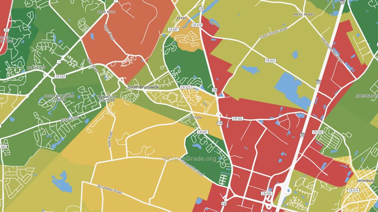Dayton, NJ Map of Theft Rates