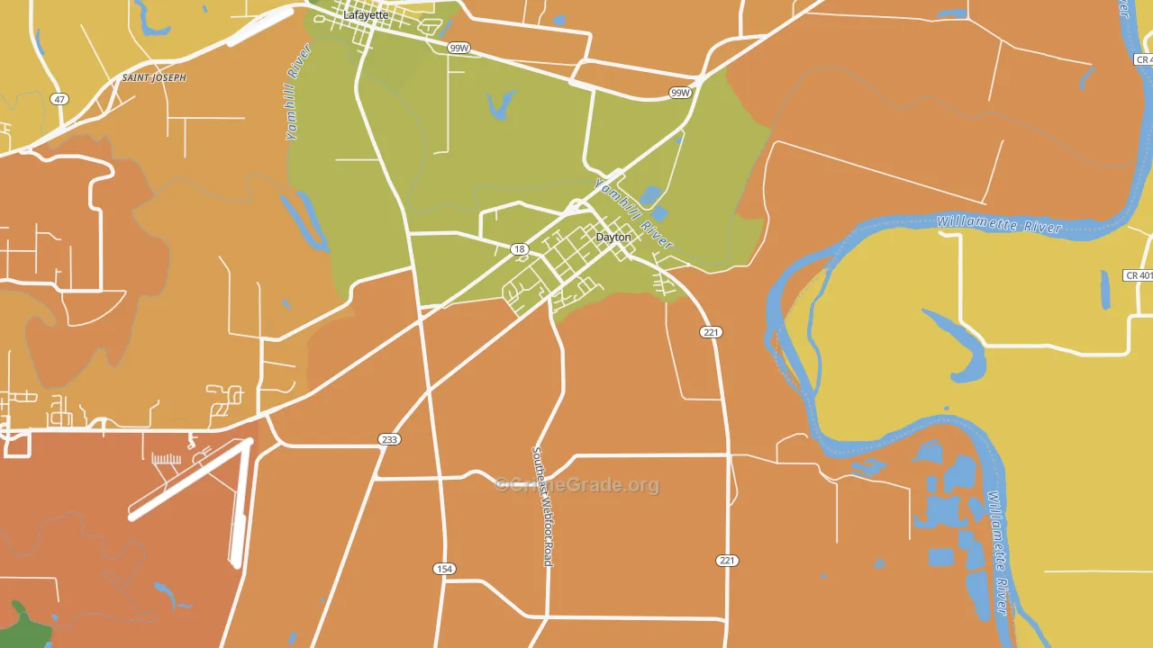 Dayton, OR Map of Theft Rates