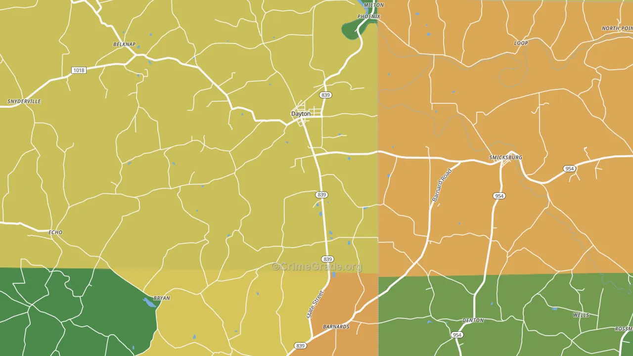 Dayton, PA Map of Theft Rates