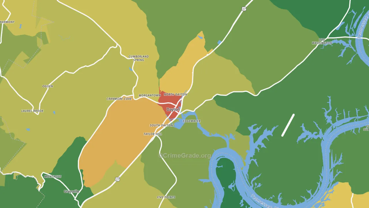Dayton, TN Map of Theft Rates