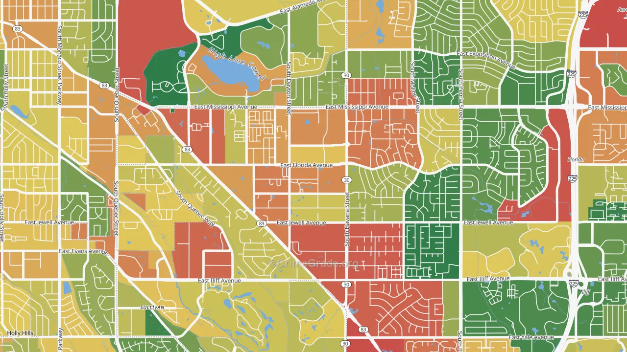 Dayton Triangle, Aurora, CO Map of Theft Rates