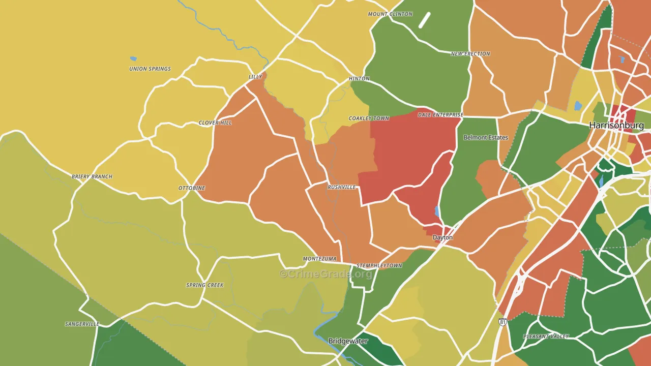 Dayton, VA Map of Theft Rates