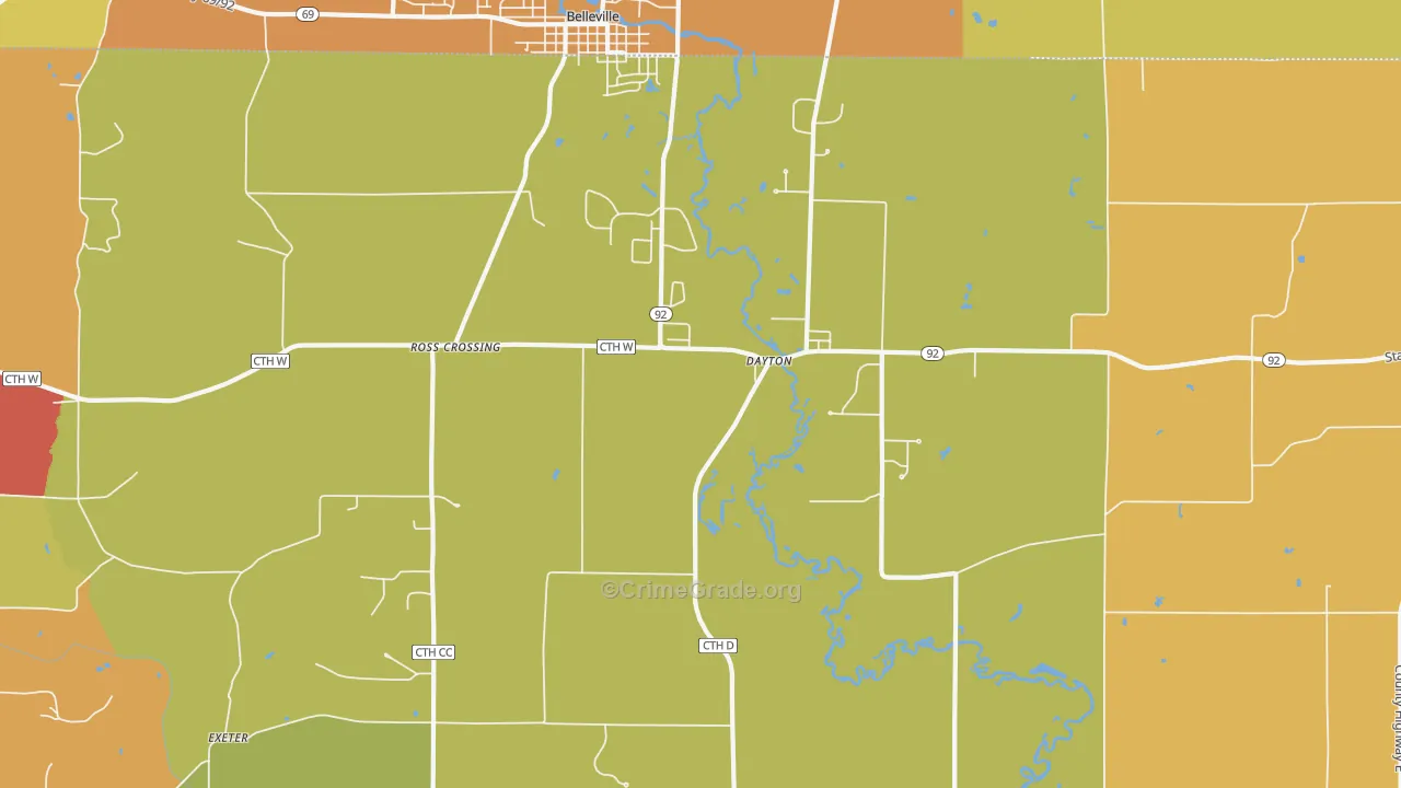 Dayton, WI Map of Theft Rates
