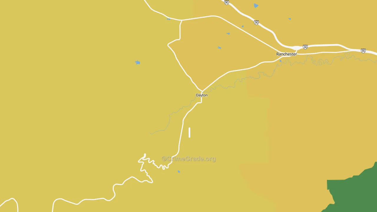 Dayton, WY Map of Theft Rates